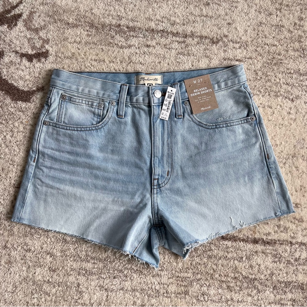 Madewell Denim Jean Short Raw Hem Relaxed fit Light wash
